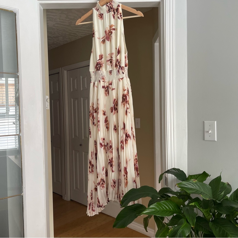 Chiffon Halter Neck Midi Dress